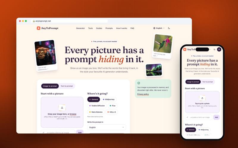 AnyToPrompt: Turn any image into an AI prompt for Midjourney, Flux & more