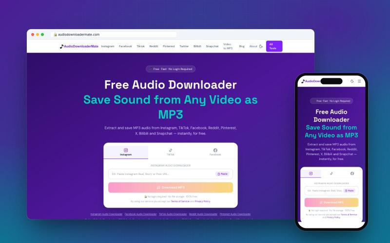 Audio Downloader Mate: Extract MP3 audio from 8 social platforms