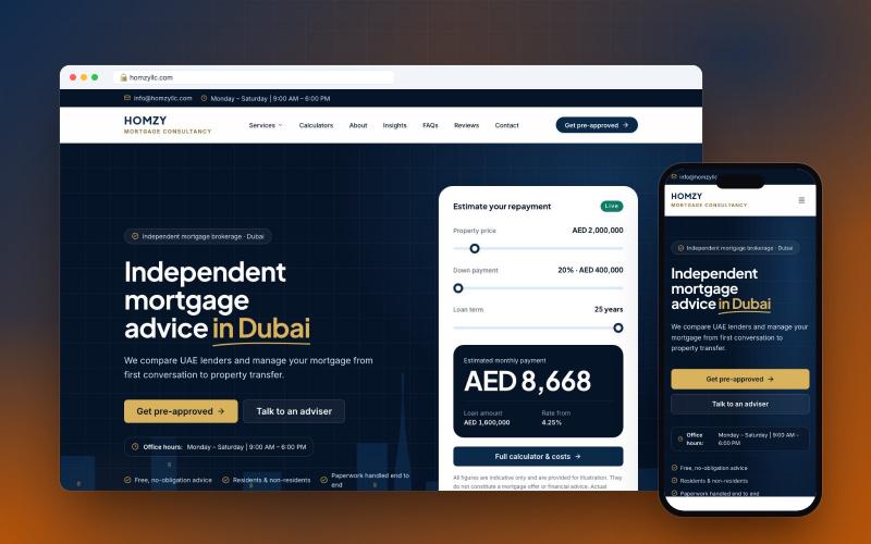 Homzy, a live website we built