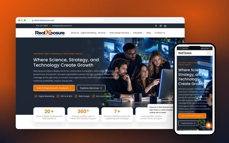Real Xposure: Website for a US digital marketing & web design agency