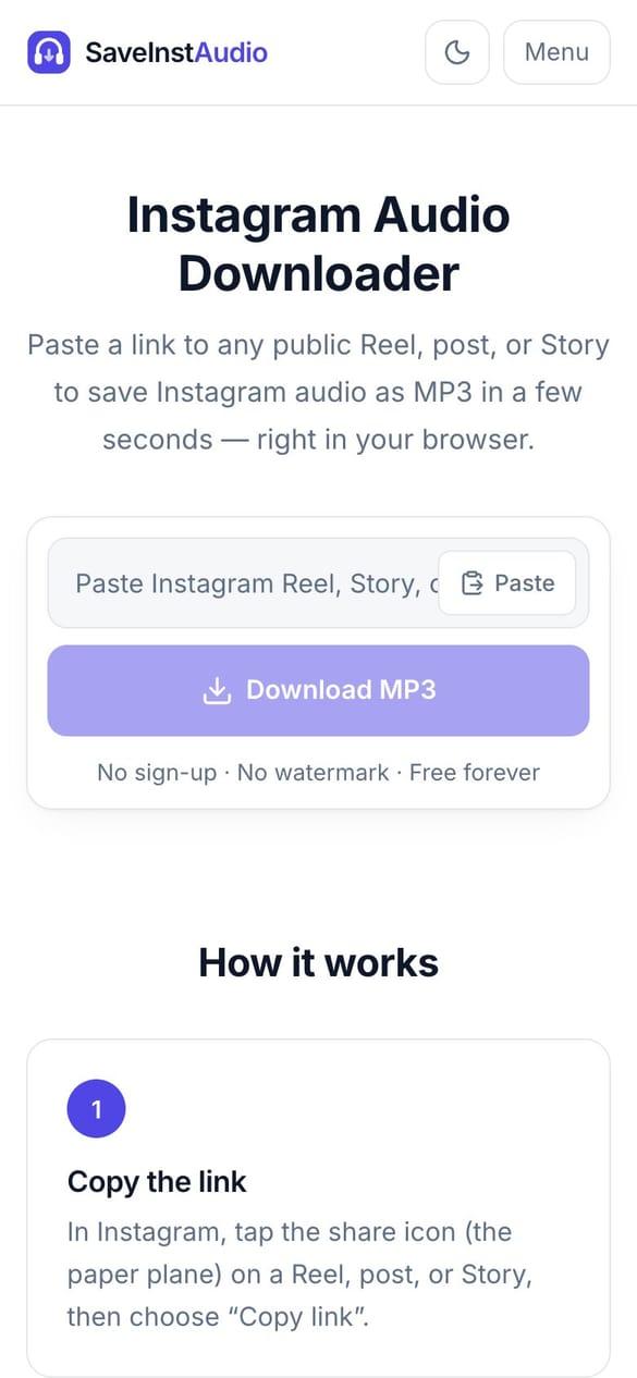 SaveInstAudio on mobile
