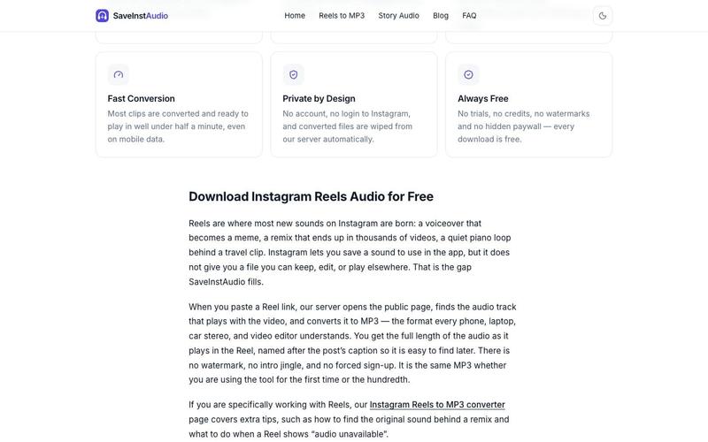 SaveInstAudio screen 2
