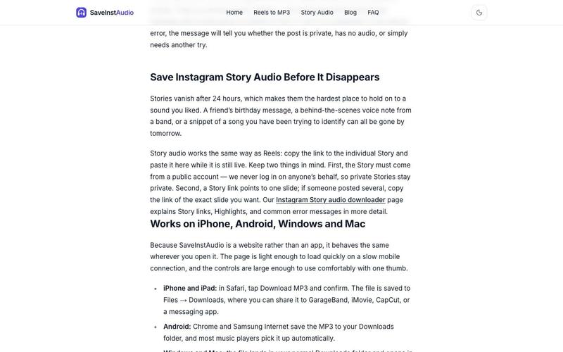 SaveInstAudio screen 3