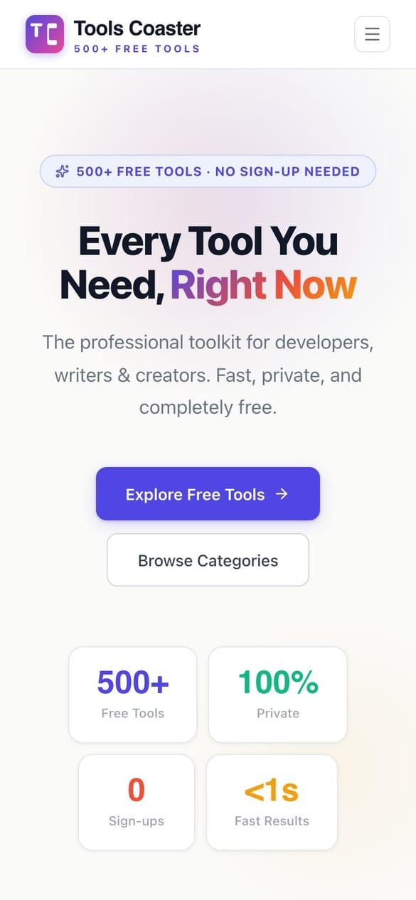 Tools Coaster on mobile
