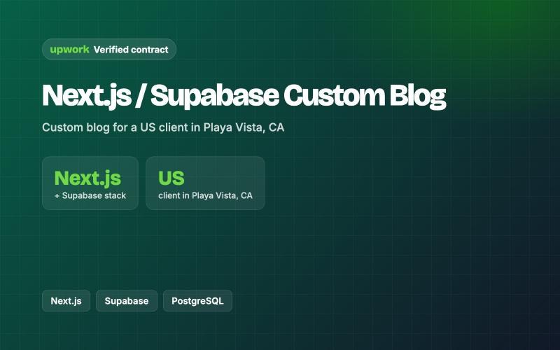 Next.js / Supabase Custom Blog: Custom blog for a US client in Playa Vista, CA